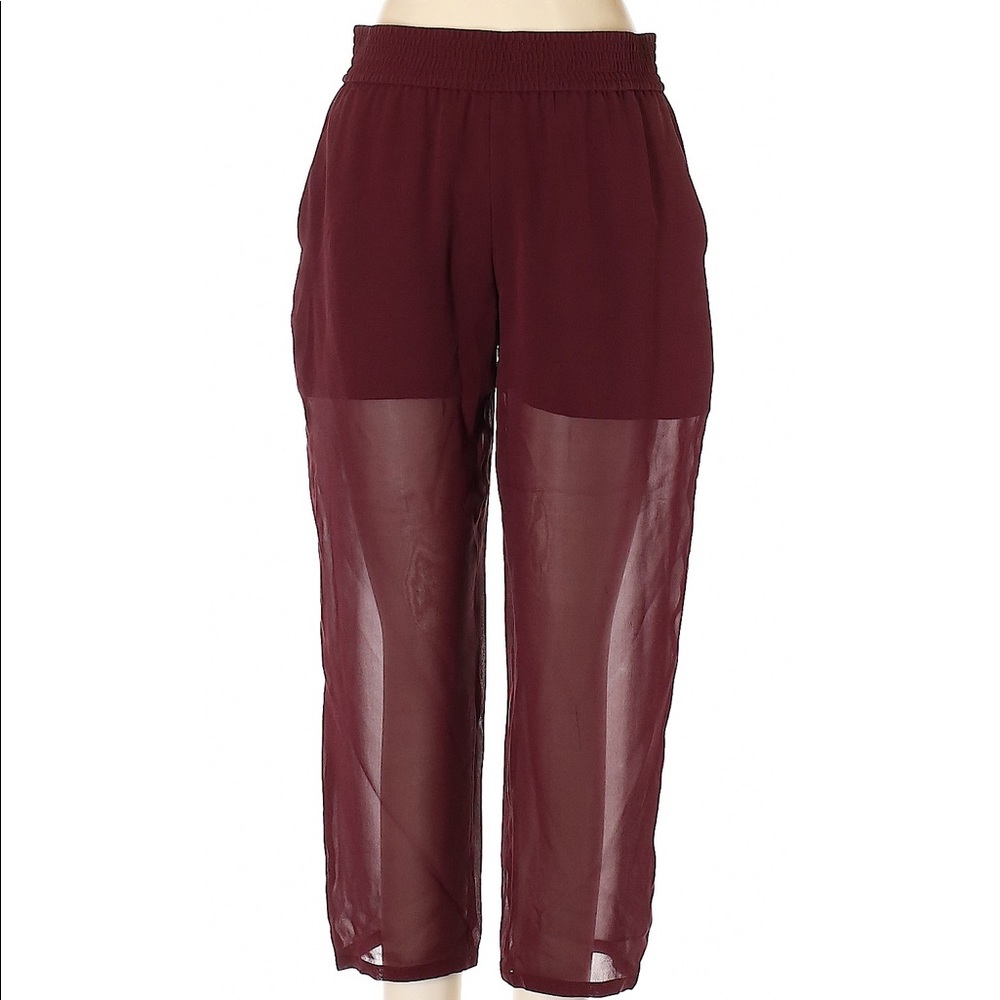 CLUB MONACO see through silk maroon pants